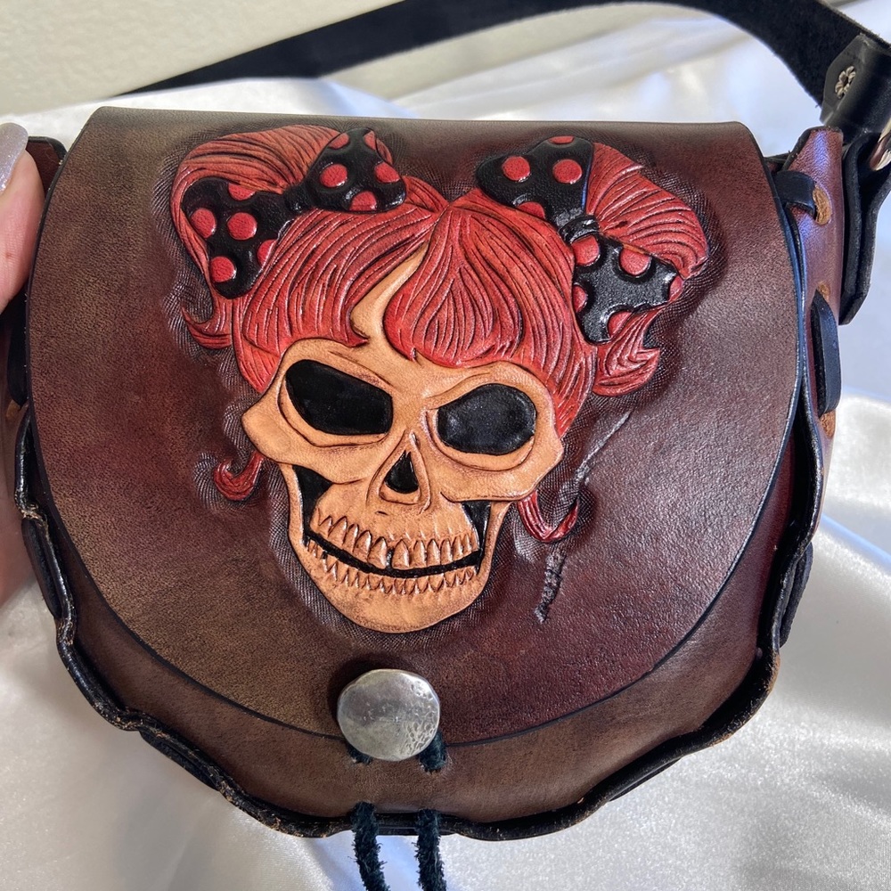 Vintage Skull Leather Bag